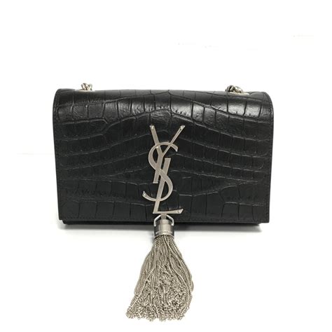 ysl crocodile black bag|ysl black bag with tassel.